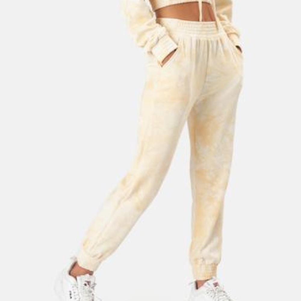 ADIKA yellow white tyedye sweatpants